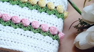 كروشيه / غرزة زهرة التوليب _  How to crochet the tulip stitch  _ #crochet_stitches