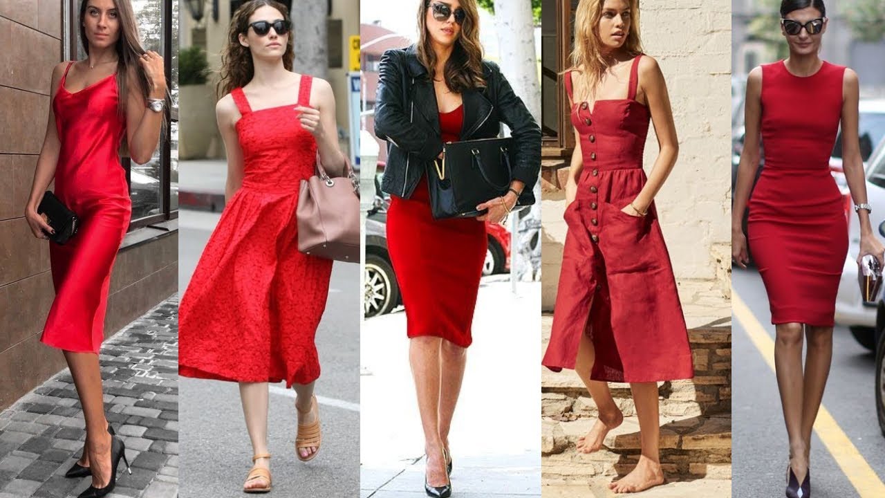 LOOKS Y OUTFITS CON VESTIDOS DE COLOR ROJO/ COMBINACIONES CON VESTIDO VESTIDOS ROJO - YouTube