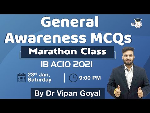 General Awareness MCQs Marathon For IB ACIO Recruitment 2021 By Dr Vipan Goyal  #IBACIO2021