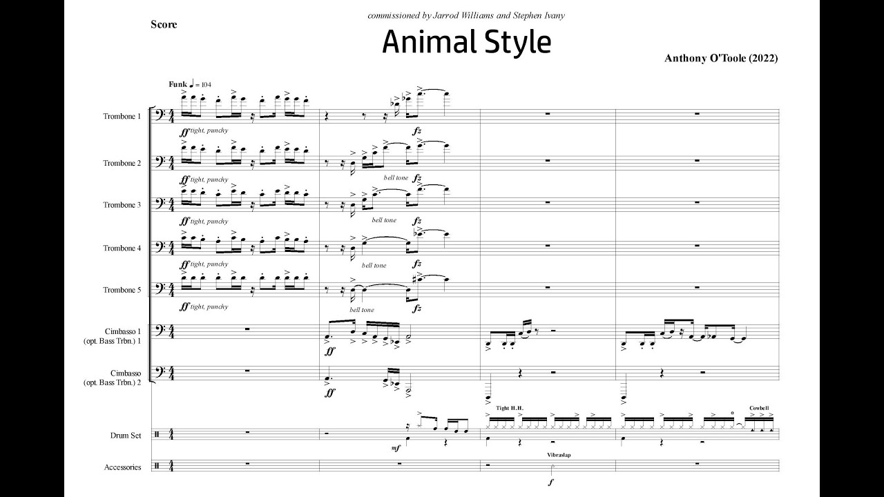 ANIMAL STYLE for Low Brass Ensemble and Percussion