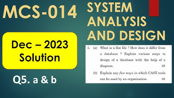 Q.5 MCS 014 - DEC - 2023 Solution | Previous Year Question paper solution System Analysis Design SAD