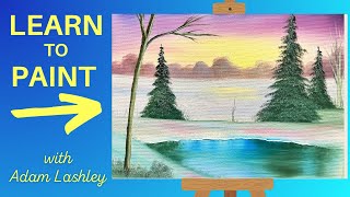 Paint with Adam | Winter Pond | Wet on Wet Oil Painting Tutorial