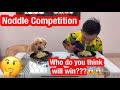 Golden retriever noodle competition  dadz the human vs otty the dog guess who faster   ep 25