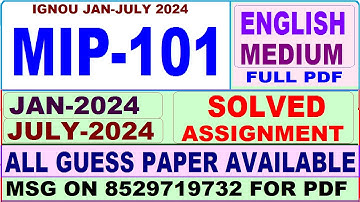 MIP 101 solved assignment 2024 / mip 101 solved assignment Jan / july 2024 / ignou PGDIPR mip 101