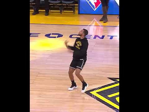 Steph Curry is practicing shots from the logo during warmups 👀 | #Shorts