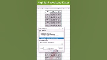 Highlight Weekends Dates with Conditional Formatting and WEEKDAY Formula in Excel  #shorts