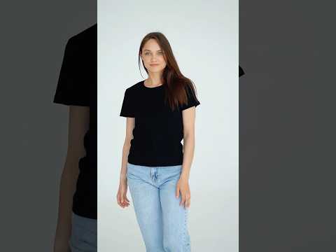 Женская бельевая футболка черная, бесшовная, рибана, 100% хлопок | Наталюкс 21-2302, видео 1