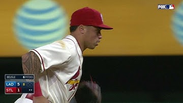 LAD@STL: Peralta, Wong turn a double play