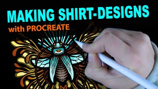How I make Shirt-designs, using Procreate and the symmetry tool. Tutorial
