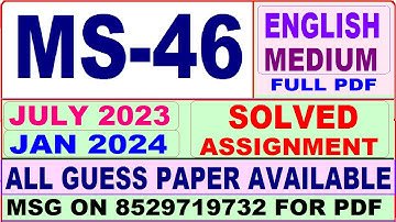ms 46 solved assignment 2023 / ms 46 solved assignment 2024 / ignou ms 46 solved assignment 2023-24
