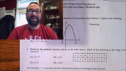 Algebra I - Unit #8, Lesson #2 - More Work with Parabolas