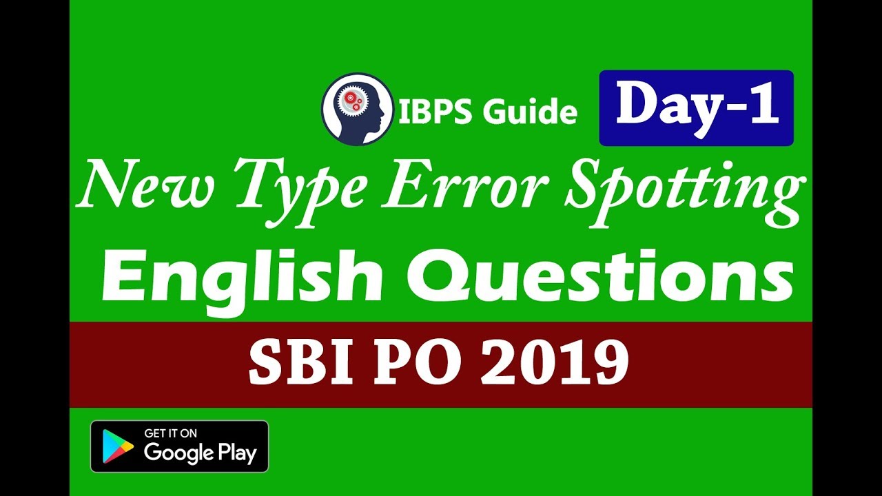 SBI PO 2019 - English Preparation | New Type Error Spotting (Day-1) | Crack SBI PO 2019
