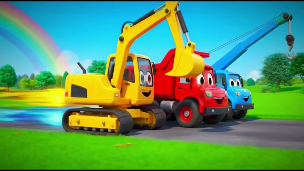 Construction Trucks for Kids 🚜 Excavator & Dump Truck Treasure Hunt