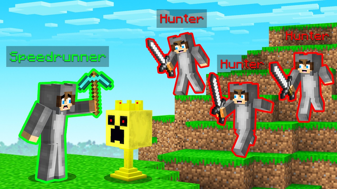 Minecraft Hunters vs Speedrunner But Everyone Is ME..