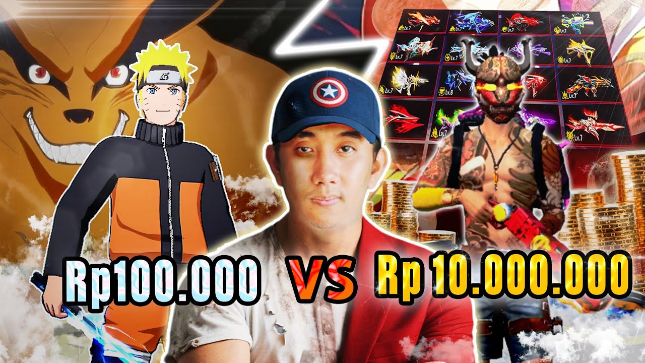 AKUN FF Rp. 100.000 VS Rp. 10.000.000 BENER-BENER KEREN CUY!!!
