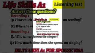 IELTS LIFE SKILLS EXAM A1 listening test 2026#shortfeed