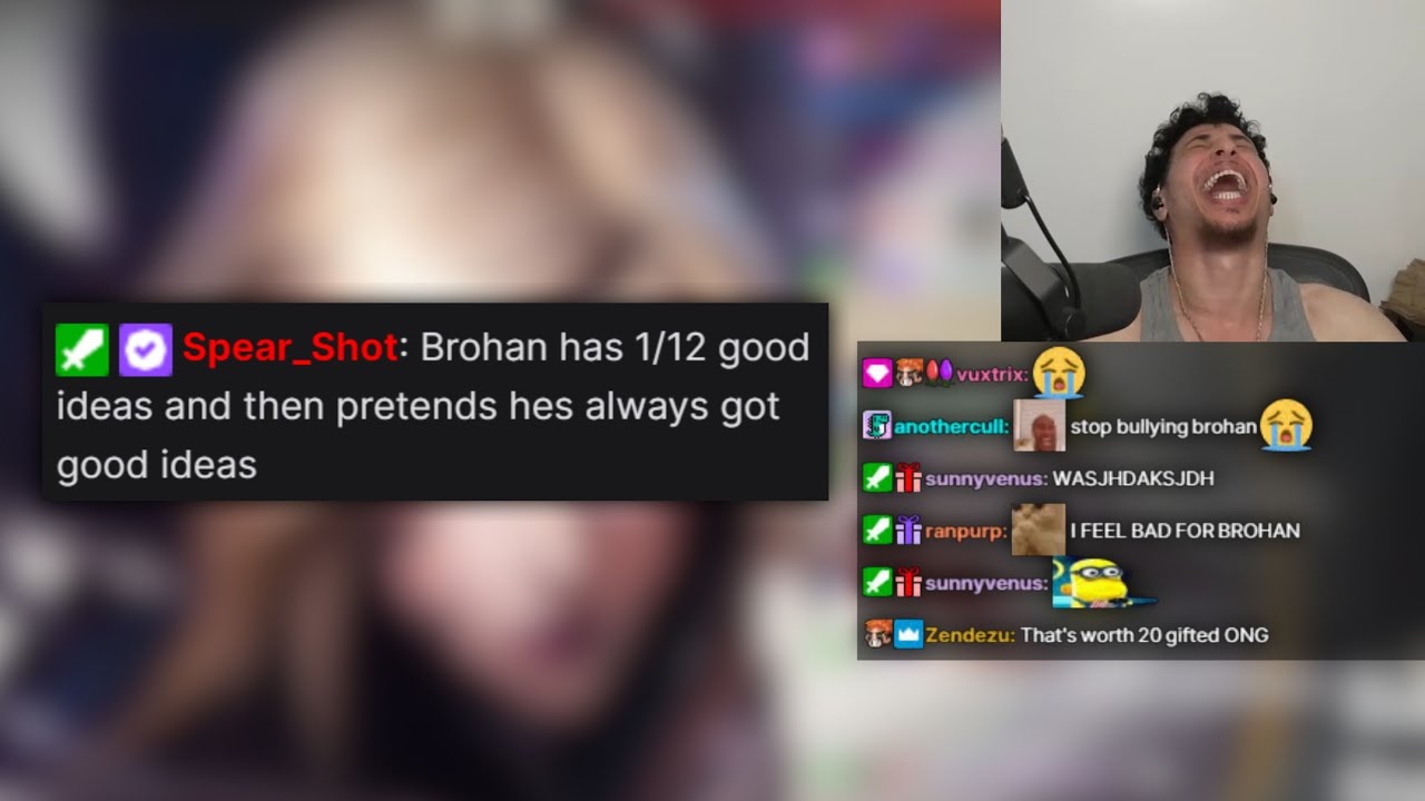 humzh and spearshot ragebaits brohan by threatening to leak his future company name for 50 gifted