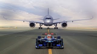 ABB FIA Formula E race car vs Qatar Airways’ Airbus A350 and Boeing 787 Dreamliner. Who will win?