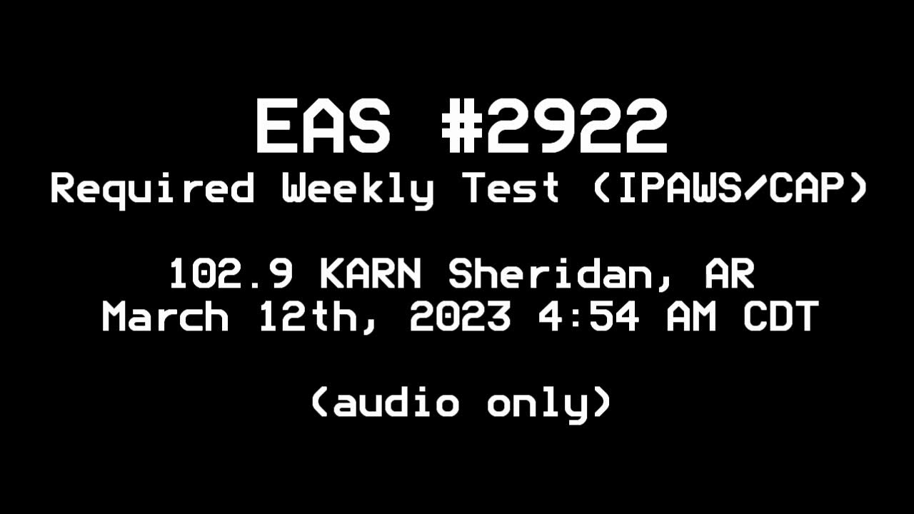 IPAWS/CAP Weekly Test (EAS 2922) YouTube