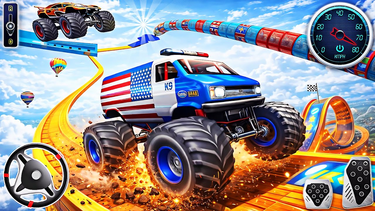 Superhero Monster Truck Stunt Racing - Impossible Mega Ramp Driving Challenge | Android Gameplay