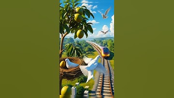 The big pigeon and his child together plant a mango tree on the railway track 😭 #ai #pigeon #train
