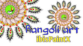 CARA MENGGAMBAR RANGOLI ART ||Tutorial Rangoli art || ibisPaint X