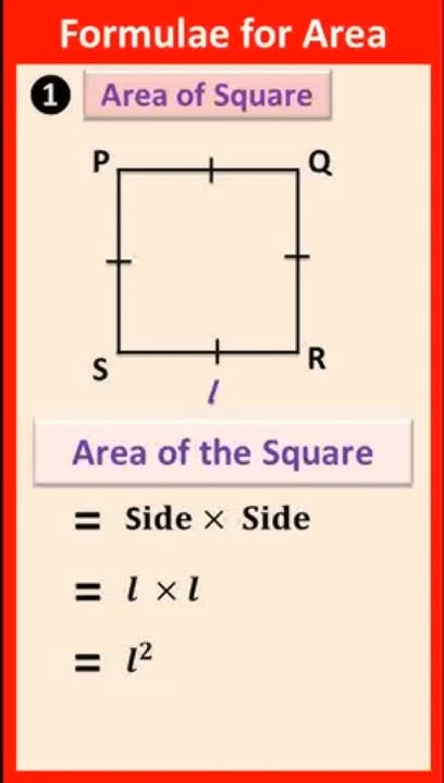 Area of Square | Area formulae | Formula Explanation with Example | How ...