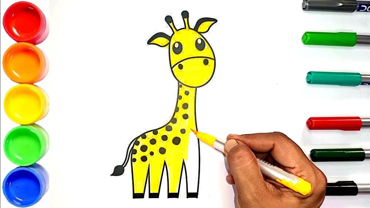 Coloring a Giraffe | Learn with Maahi & Palak - YouTube