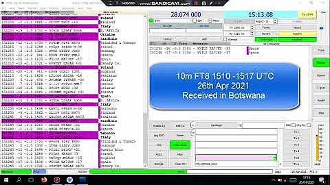 10m FT8 1510 -1517 UTC 26th Apr 2021