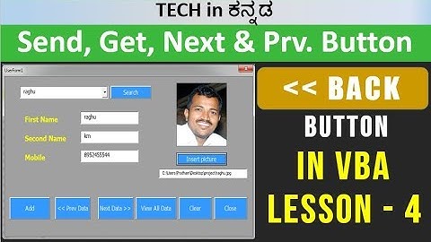 Excel VBA Tutorial in kannada: Add, Next, Prev & Search Buttons Simplified!|| Lesson 4