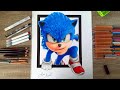 Рисуем Соника. Sonic draw. Movie 🍿.How to speed drawing.with pencils Marco Renoir Fine Art & Jumbo.