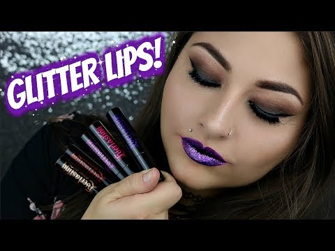 GLITTER LIPS KAT VON D Everlasting Glimmer Veil Liquid Lipstick REVIEW AND SWATCHES | Swatch Video