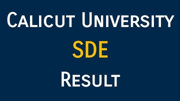 SDE Result Published| Calicut University