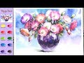 Poppy Vase - Flower Watercolor (sketch & color mixing process) NAMIL ART