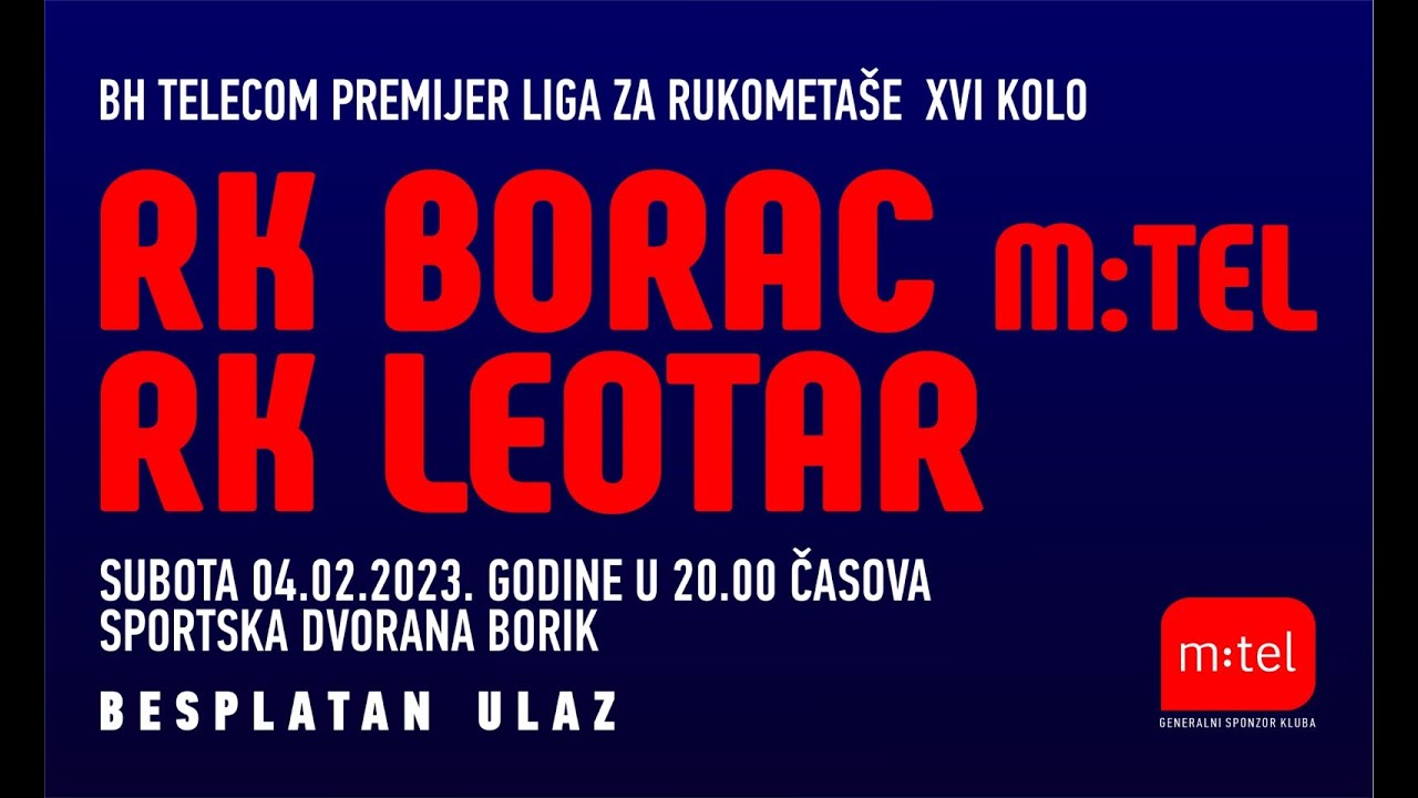 RK Borac vs RK Leotar BH Telekom premijer liga 16.kolo sezona 2022/23