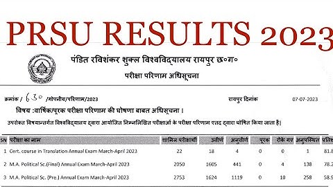 PRSU RESULT 2023 | MA Political science 2023 final years results |political science 1st year result