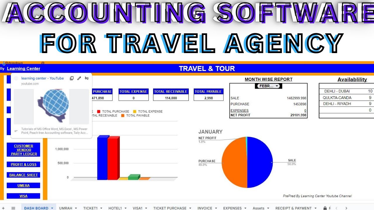 Fully Automatic Accounting software for Travel agency in Excel Google ...