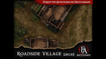 FA Battlemaps - Roadside Village 28x30 - Foundry VTT Preview [Premium Map]