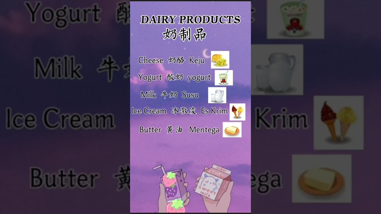 learn dairy products in english and mandarin 