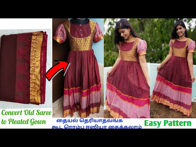 Convert Old Saree Into डिजाइनर gown in 10 minutes Reuse Old SAREE | Diy  maxi dress, Party dress tumblr, Gowns