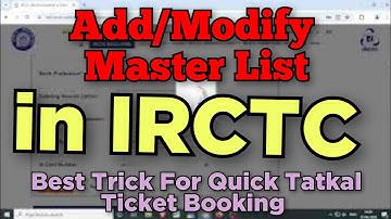 Hoe u passagiers toevoegt aan de IRCTC-hoofdlijst | Hoe u een tatkal-ticket boekt via de hoofdlijst