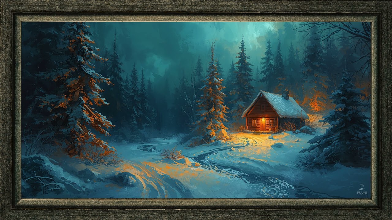 Tv Art Frame, Christmas somewhere in the forest | Screensaver | Wallpaper | No Music | 4K