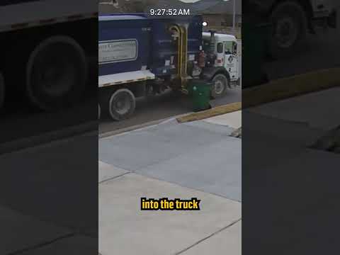 Garbage truck takes the WHOLE CAN... #funny #trash #viral