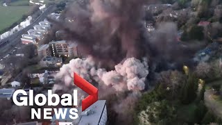 Drone footage shows WW2-era bomb being detonated in Exeter, England