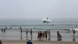 Plane crash lands into ocean off Hampton Beach in N.H.