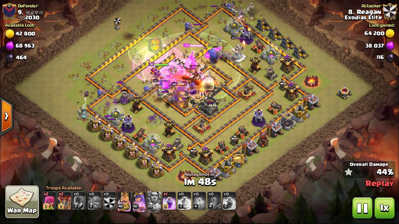 CoC TH11 vs TH11 gobowitch bowlers + witches 3 star (march 2017 update)