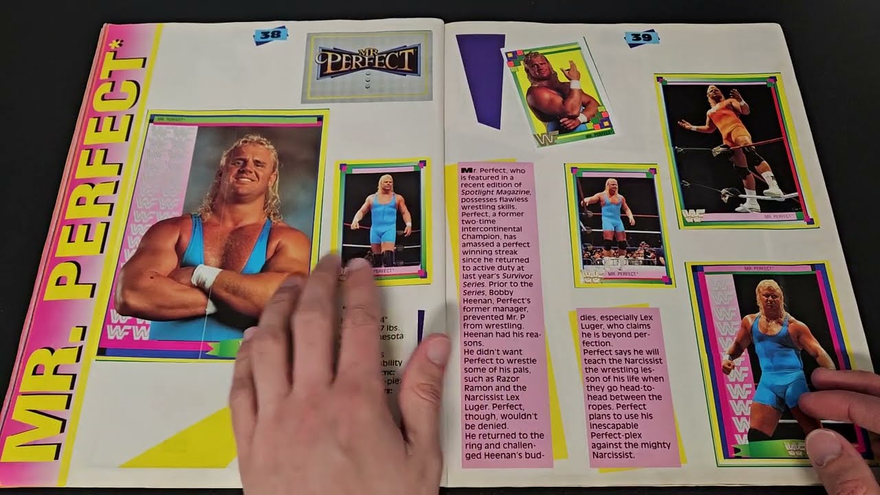 ASMR Looking Through a Complete 1993 WWF (WWE) Merlin Sticker Album - Part 2