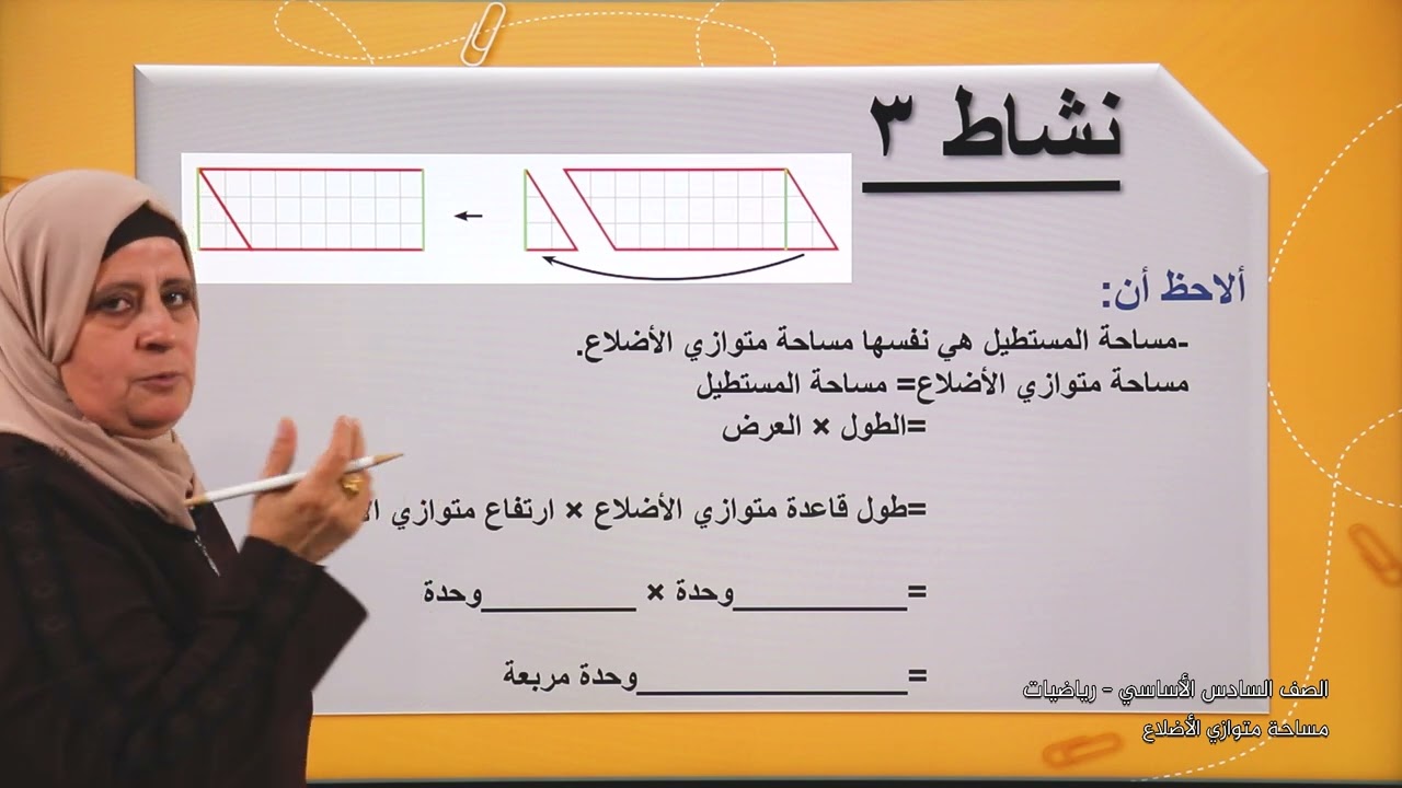 -2022-درس3 | مساحة متوازي الاضلاع | الصف6 | الفصل2 | الرياضيات