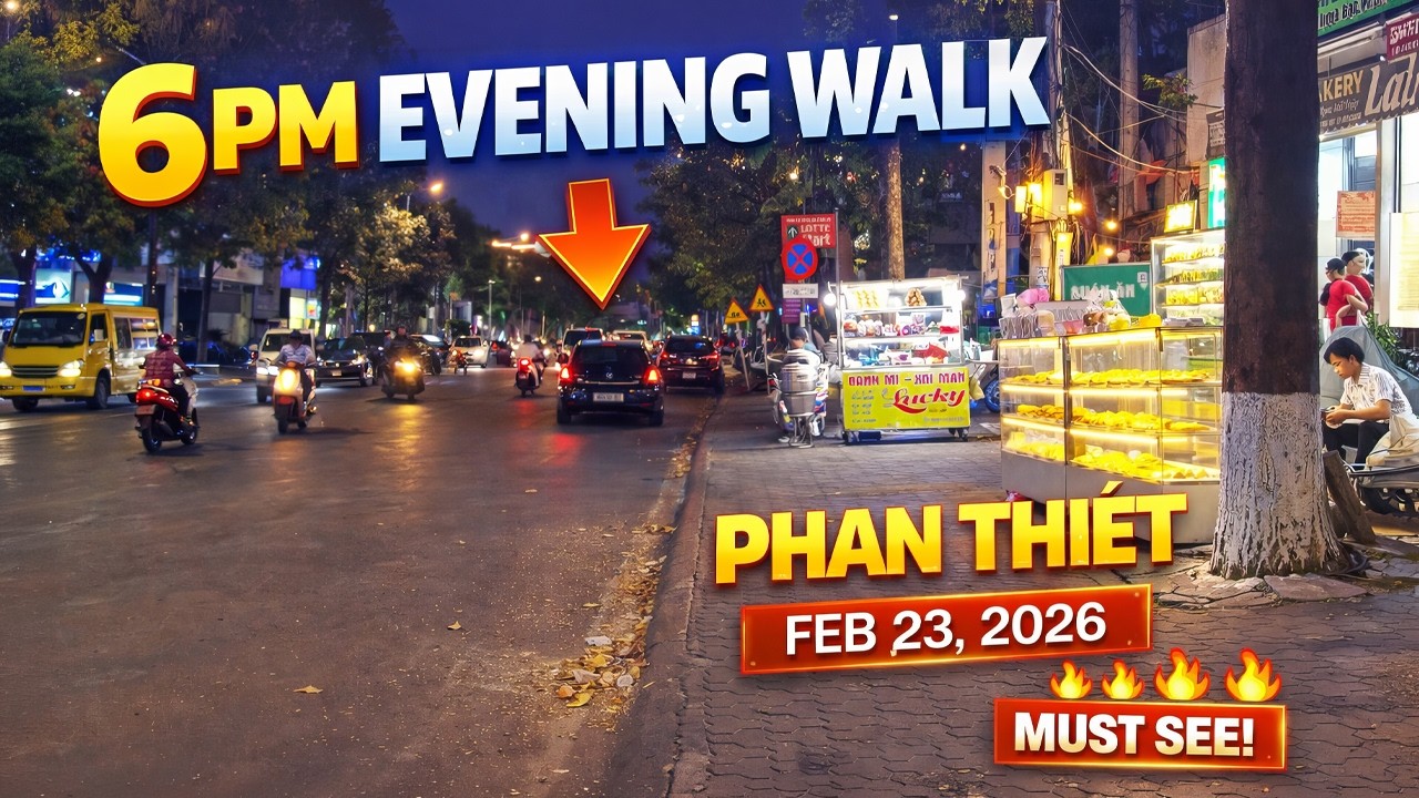 Phan Thiet at 6PM – Real Evening Street Life in Vietnam 🇻🇳 (Feb 23, 2026)