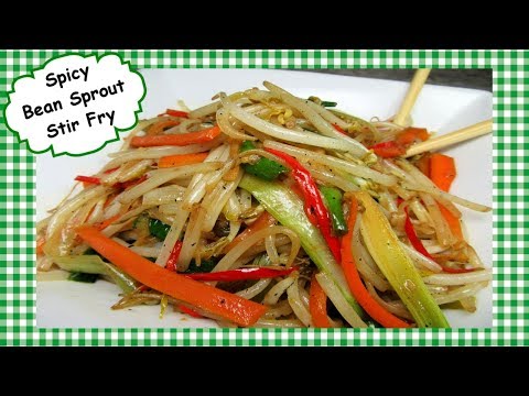 SPICY Bean Sprout Chinese Stir Fry ~ Healthy Vegetarian Vegetable Recipe